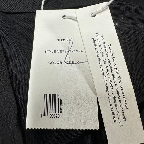 Vince NWT Black Straight Leg Wool Blend Trousers Plus Size 24 Flat Front Pockets - Picture 5 of 12